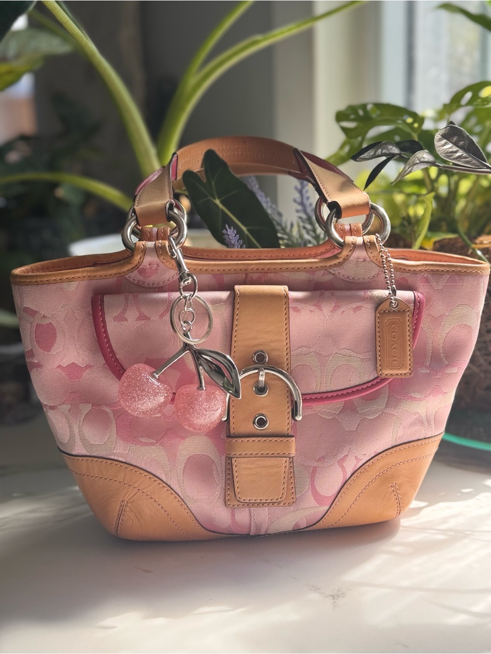 Coach Pink Optic Signature Mini Soho Satchel#1853